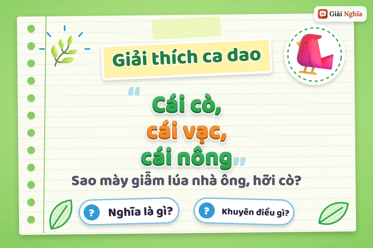 Ý nghĩa câu ca dao “Cái cò, cái vạc, cái nông”