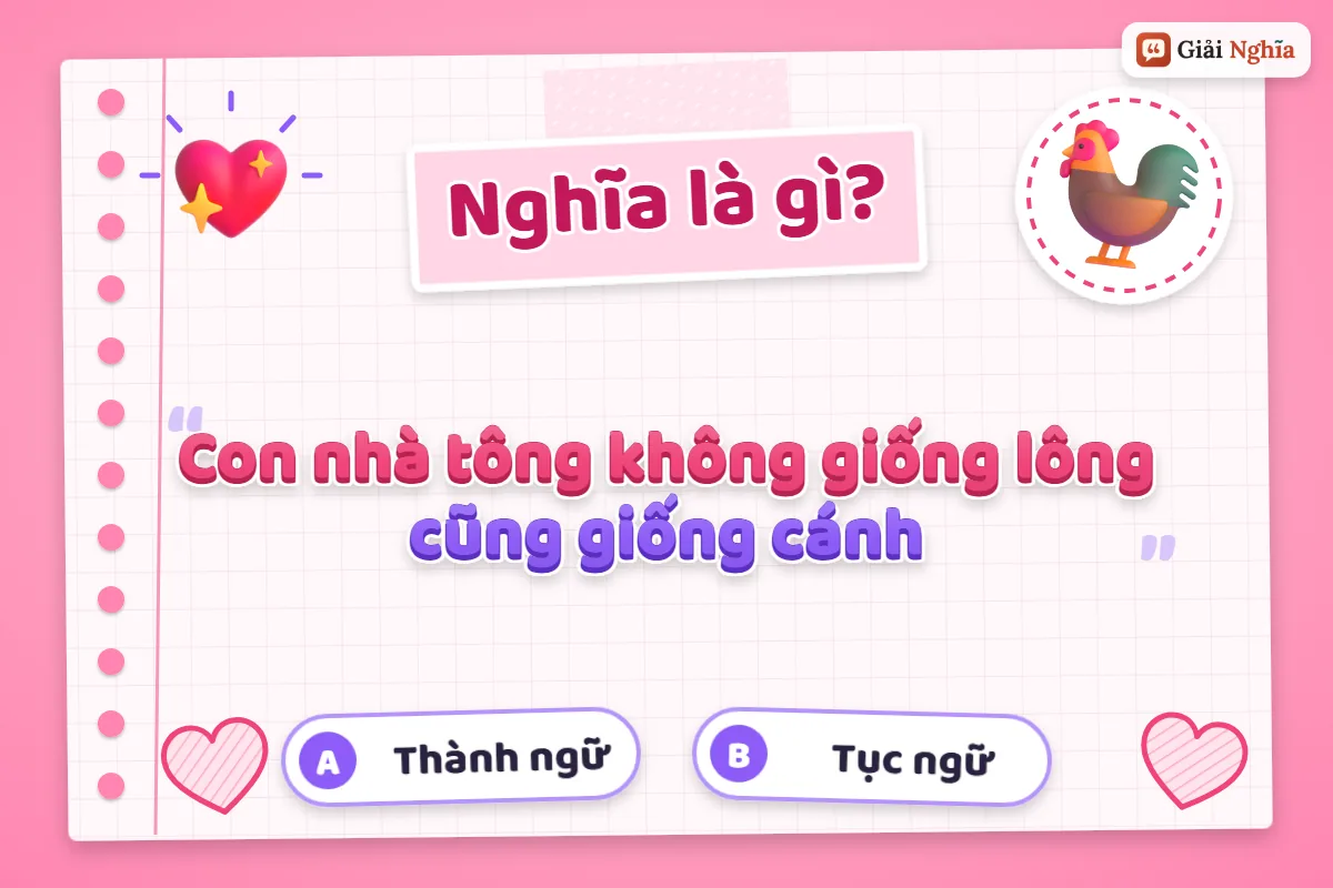Con nhà tông không giống lông cũng giống cánh nghĩa là gì