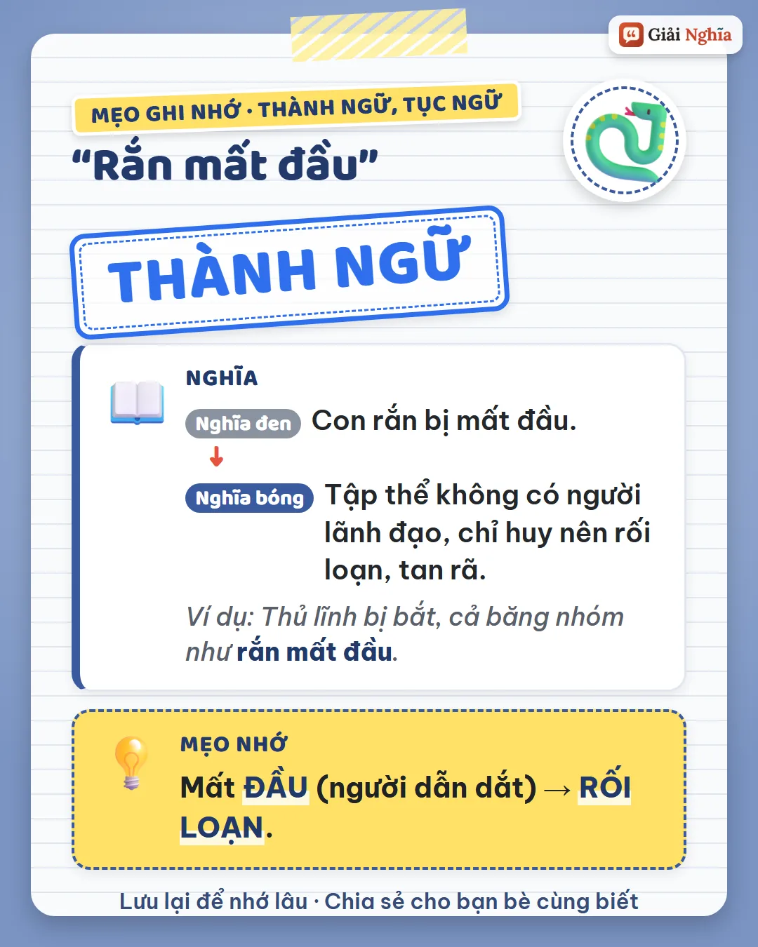 Mẹo ghi nhớ: mất đầu, tức người dẫn dắt, thì rối loạn.
